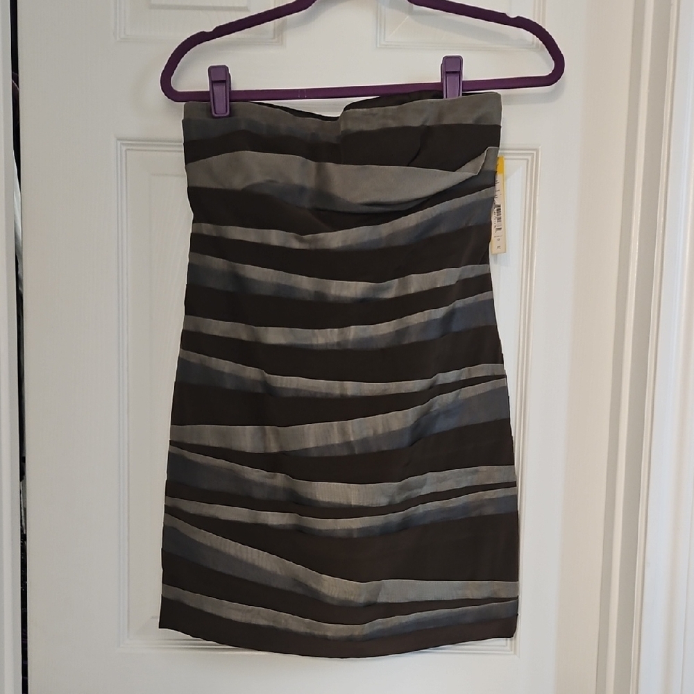 Alice + Olivia Brown and Gray Strapless Dress